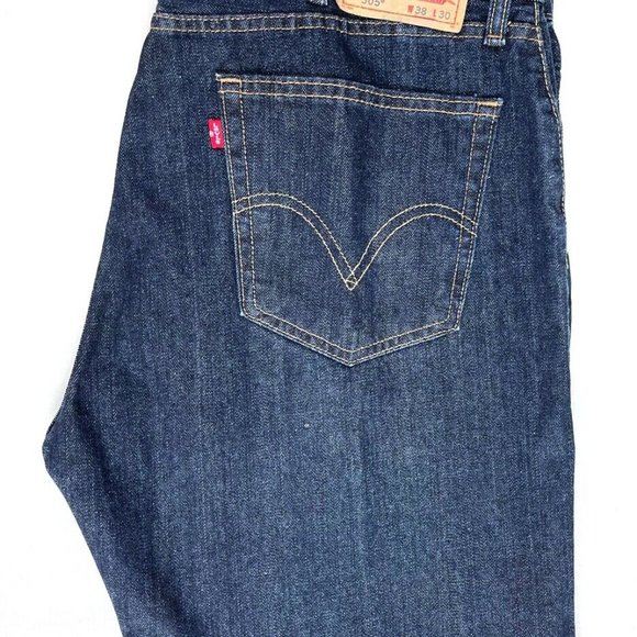 Levi's 505 Blue Dark Navy Men's Straight Fit Jeans - 38 x 30 - Picture 2 of 6